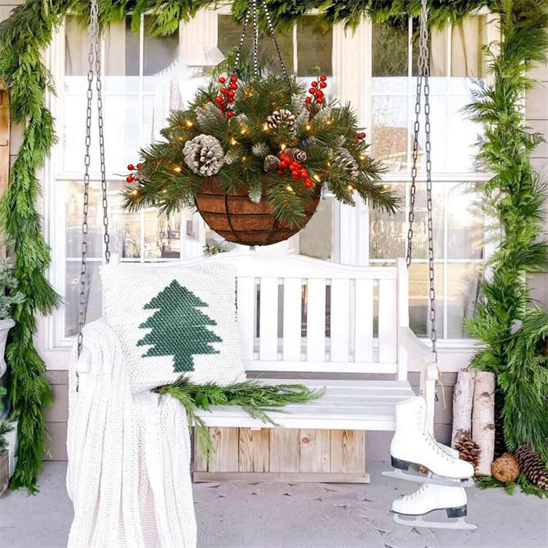 🎄Early Christmas Sale 49% OFF⏰LED Christmas Wreath Hanging Basket