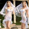 SHEMESIX Ladies Sexy Wedding Dress Uniform Cosplay Lingerie Set Transparent Lace Set - NY-05