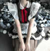 Cute anime maid cosplay costume outfit wit apron & tie PPF0290