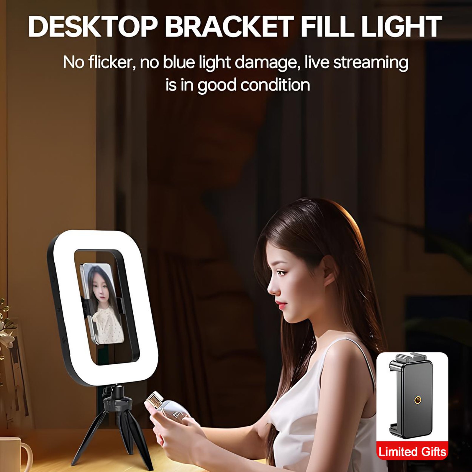 🎁TikTok Last Day Sale - 70% OFF🎉Rechargeable Selfie Portable Ring Light – Adjustable Bicolor Fill Light