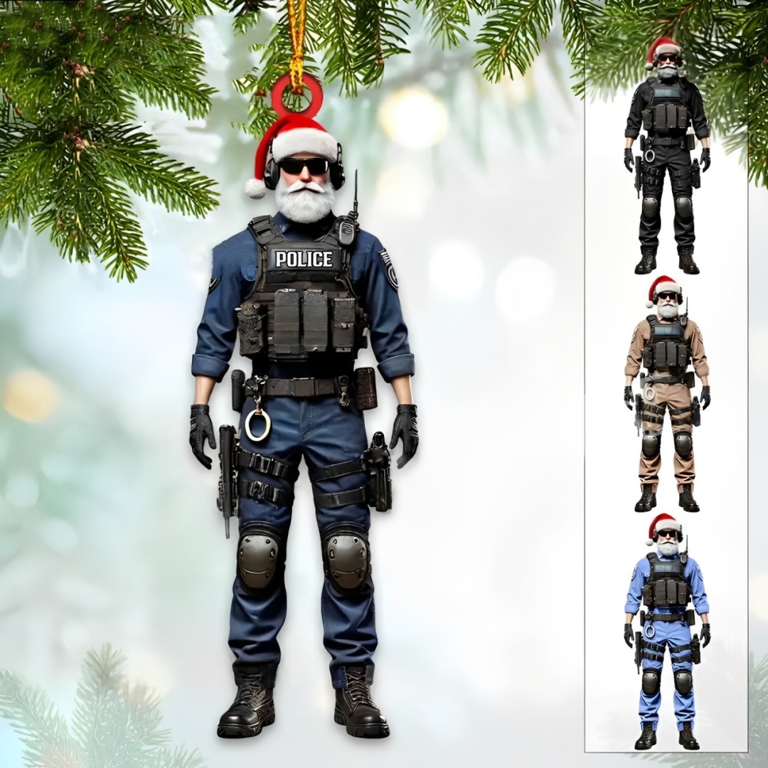 Police Santa Christmas Ornaments