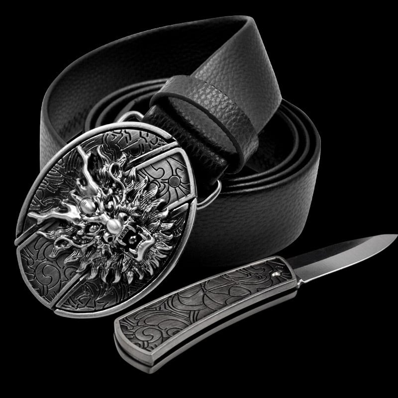 Fashion Punk Men's Genuine Leather Belt With Knife, Buy 2 Get Extra 10% OFF