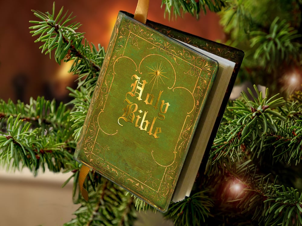 Miniature Bible Book Ornament with Christmas Nativity Story