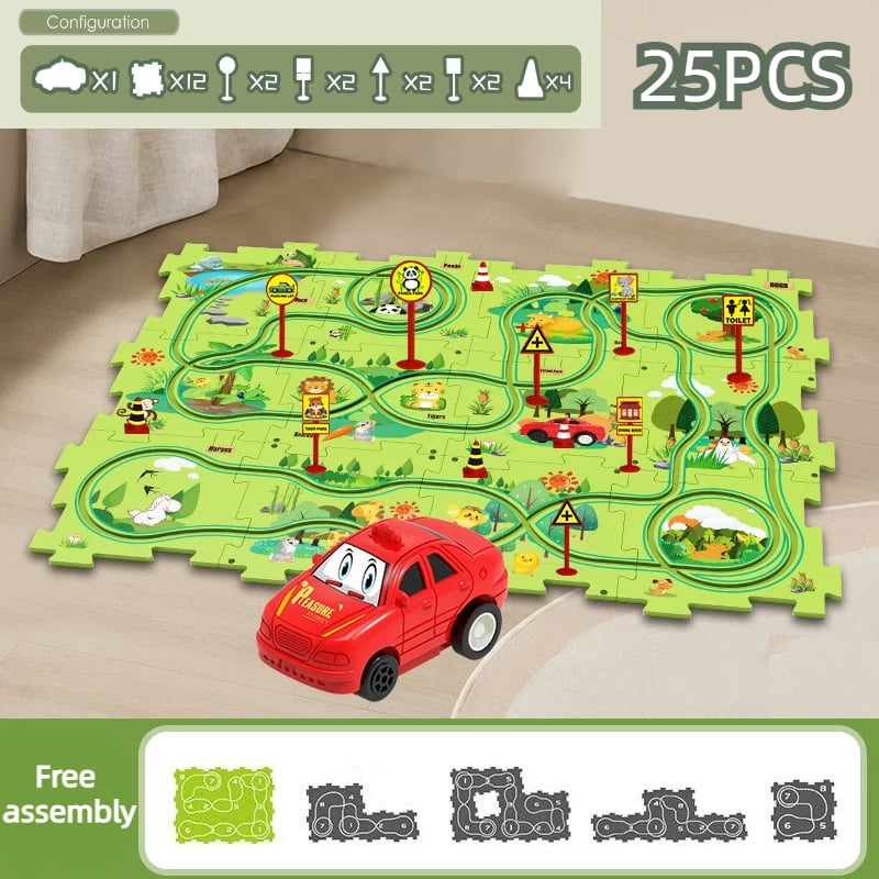 🎅Xmas Hot Sales - 49% OFF🔥Children's Educational Puzzle Track Car Play Set(Free shipping on 39＄!)(10% off for 2,20% off for 3!)