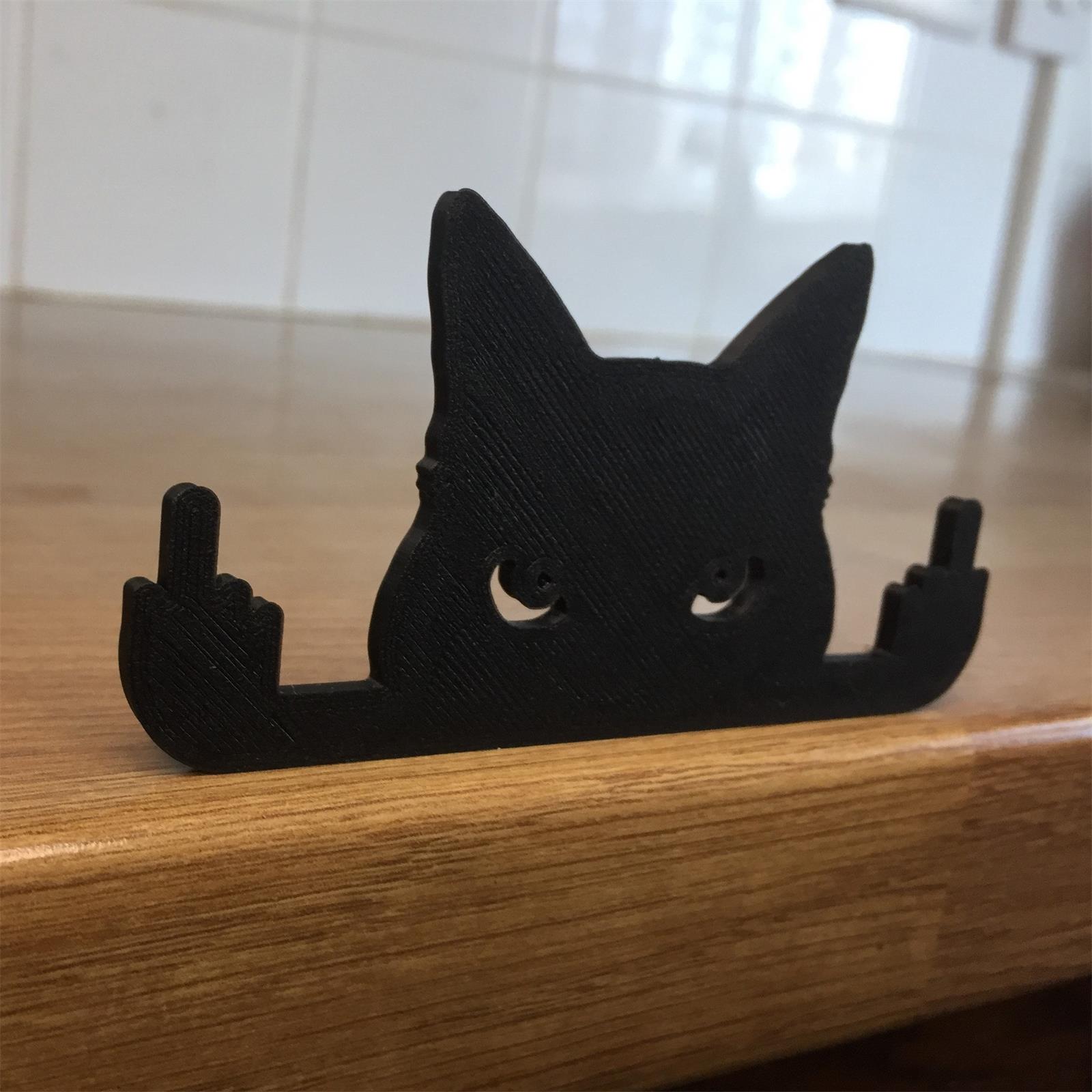 Funny Middle Finger Black Cat Ornament