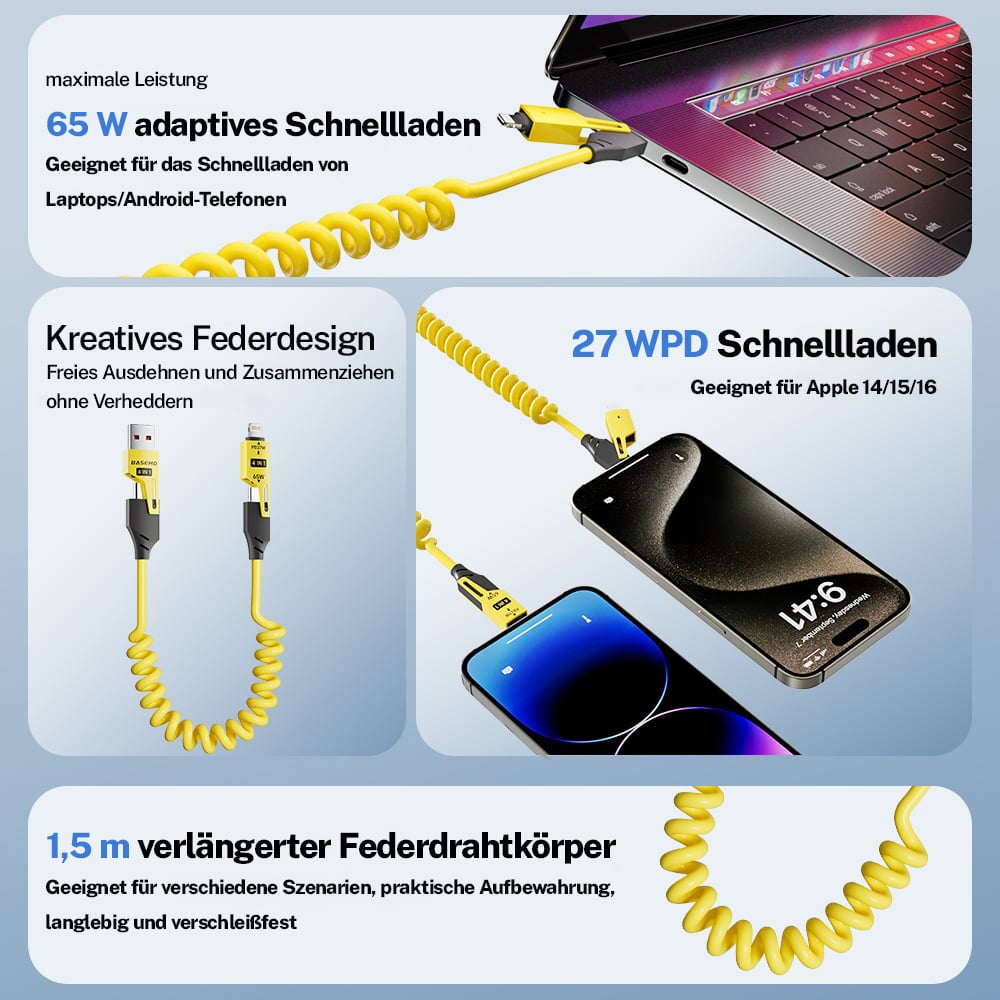 Preachtent™ 🔥4-in-1-Feder-Schnellladekabel