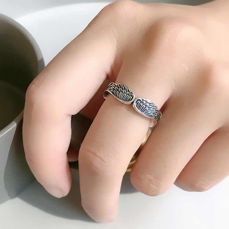 (🎅Hot Sale - 49% Off) Angel Wings Vintage Style Sterling Silver Ring, BUY 2 FREE SHIPPING NOW