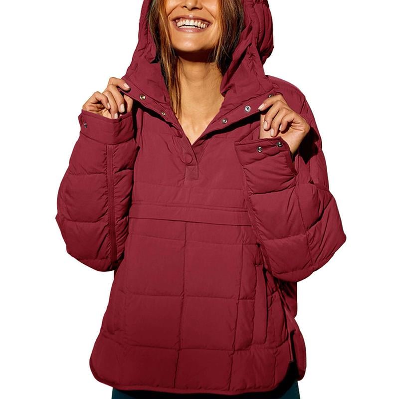 🍂KOSTENLOSEN VERSAND🔥Übergroße Pufferjacke mit Kapuze für Damen, gesteppt, leicht, warm, Winterpullover, gepolsterter Hoodies-Mantel