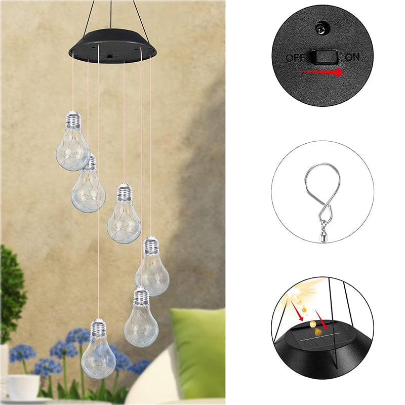 🎁TikTok Last Day Sale - 70% OFF🎉Colorful LED Solar-Powered Light Bulb Wind Chimes