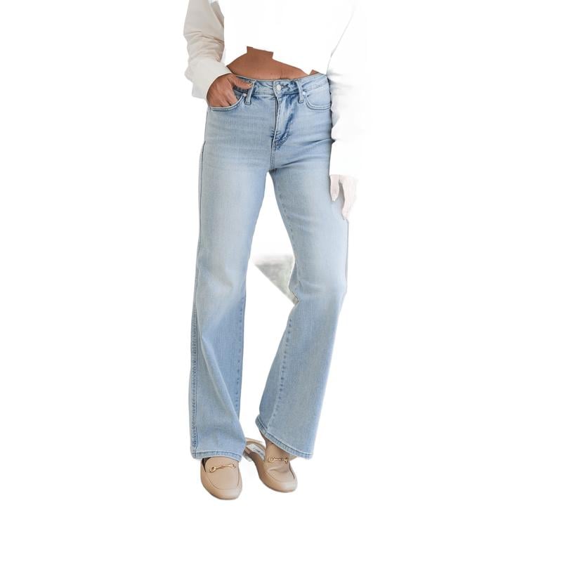 High Rise Vintage Wash Tummy Control Top Straight Leg Jeans(Buy 2 FREE SHIPPING & SAVE ＄9)