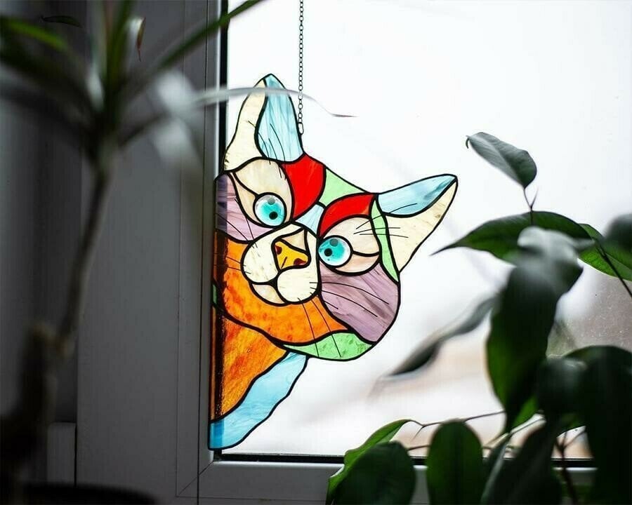 🔥Clear Stock Last Day 49% OFF🔥Handmade Stain Cat Suncatcher For Window-Buy 5 Get 5 Free -- 10 Pcs & Free Shipping