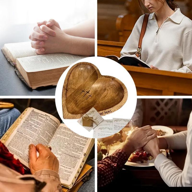 ❤️ Heart Prayer Bowl – Rustic Religious Gift with Prayer Cards