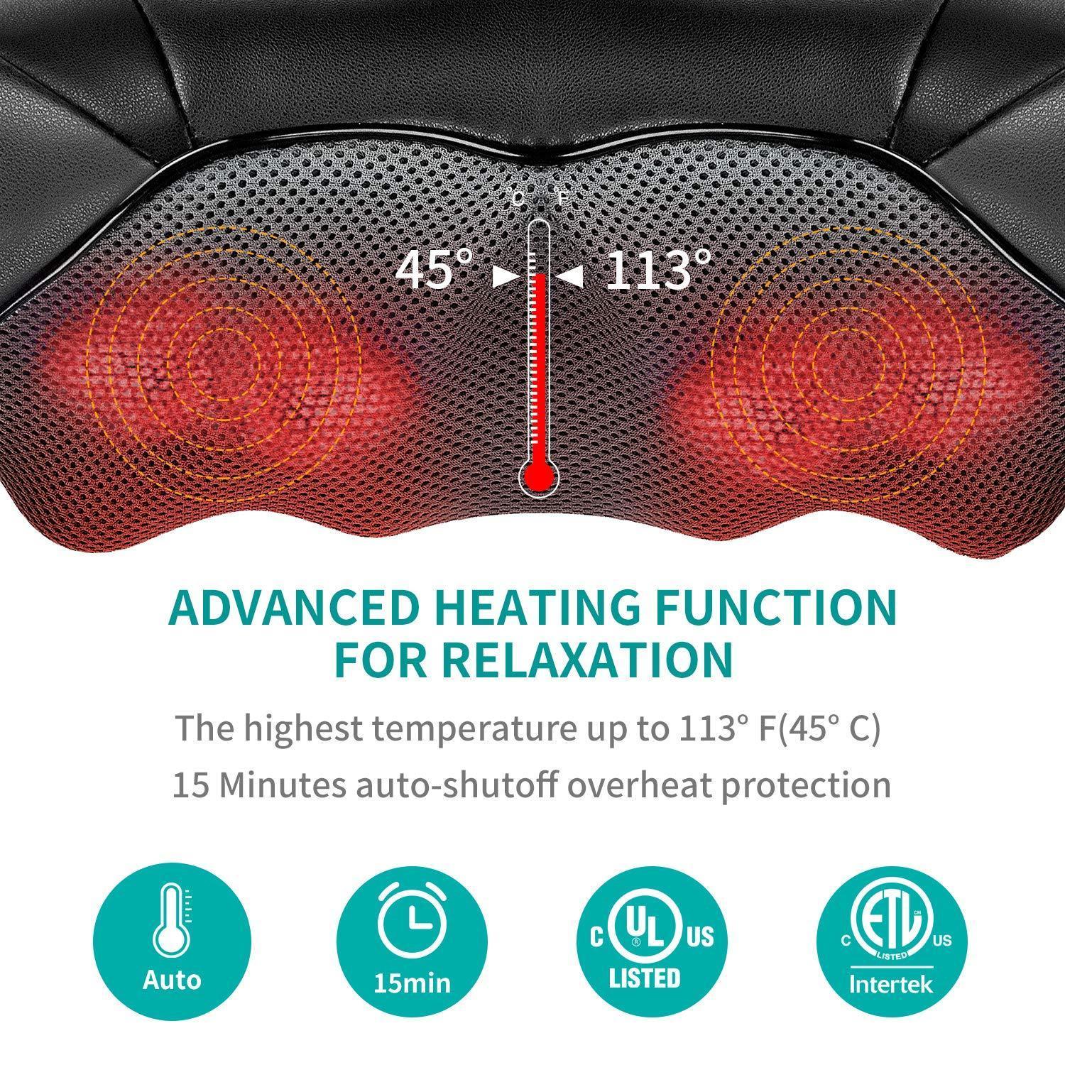 Neck and Back Massager with Soothing Heat