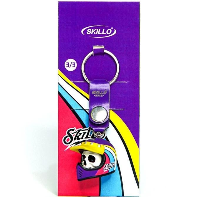 Colorful Skull Helmet Keychain