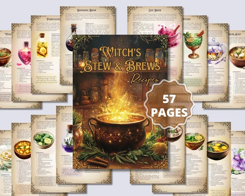 🎁TikTok Last Day Sale - 70% OFF👻🍲WITCH'S STEW & BREWS Decipes：50 Enchanted Recipes for Body and Soul💫