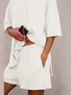 🔥Women's Casual Solid Color Suit with Slit Top and Shorts