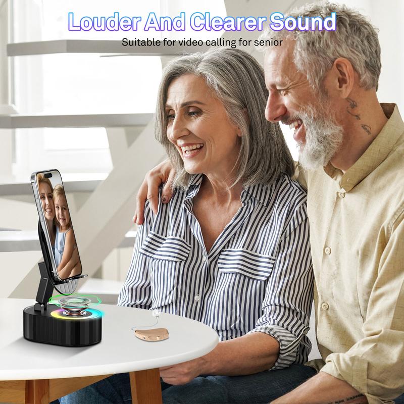 🎁TikTok Last Day Sale - 70% OFF🎉2025 Upgraded Cell Phone Stand with Induction Speaker/Power Bank/Atmosphere Light