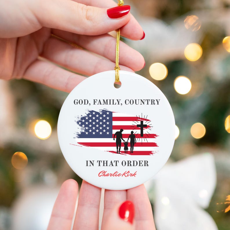 💙Charlie Kirk Quote Memorial Ornament: God Family Country