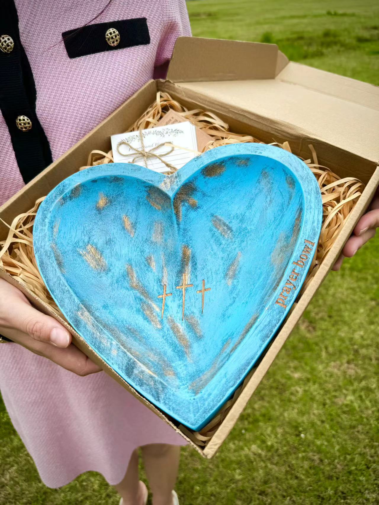 🎁New Heart Prayer Bowl Modern Cross