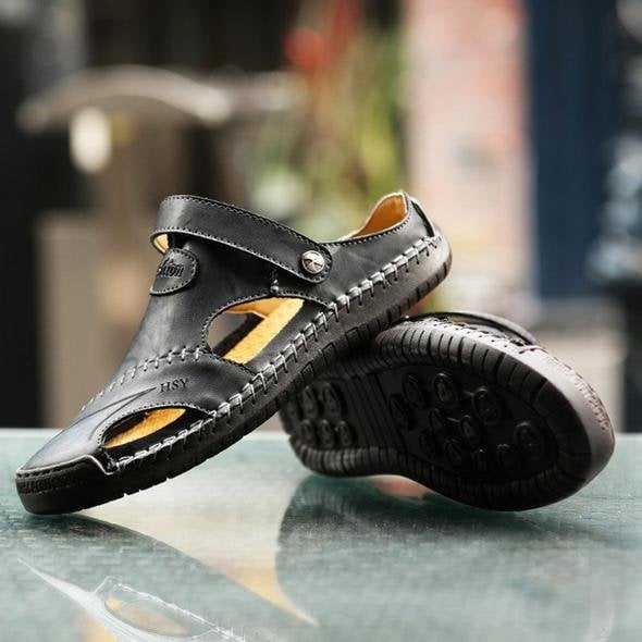 💥Last day sale save 70% OFF-Handmade Soft Leather Men's Breathable Outdoor Sandals