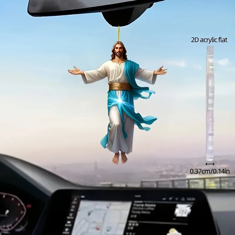🎁TikTok Last Day Sale - 70% OFF🙏 2D Retro Jesus Car Hanging Decor 🚗 Faith & Peace Gift