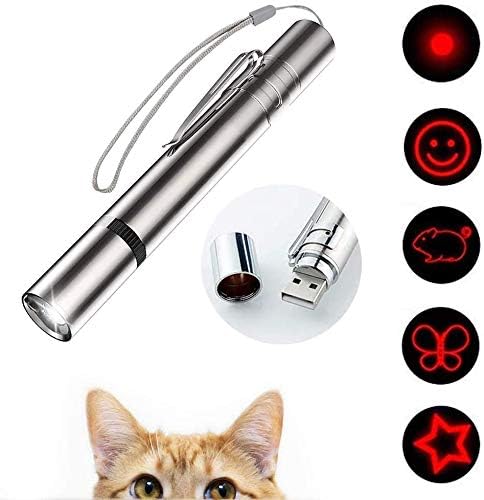 VOVIGGOL LED Pointer für Katzen Spielzeug, 7 in 1 und 5 Muster USB Wiederaufladbar Interaktives Spielzeug für Katzen Light Licht Spielzeug für Haustiere Hund Kätzchen Trainingsgerät