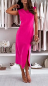 Women's Round Neck Solid Color Slit Style Dress