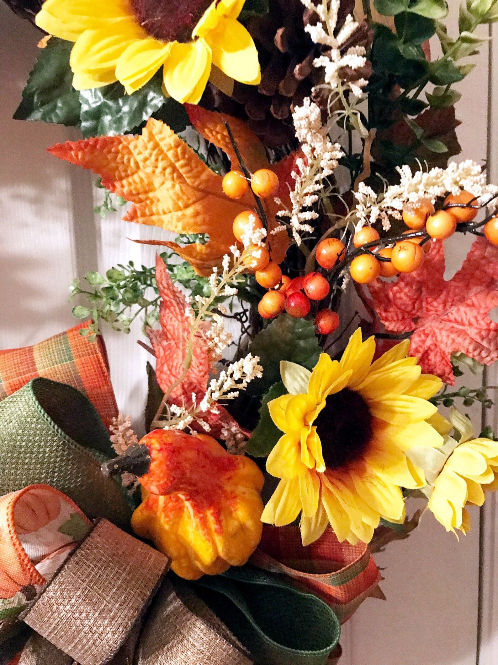 🔥Hot Sale 49% Off🔥Autumn Pumpkin, Sunflower, and Pinecone Wreath - Year Round Wreath