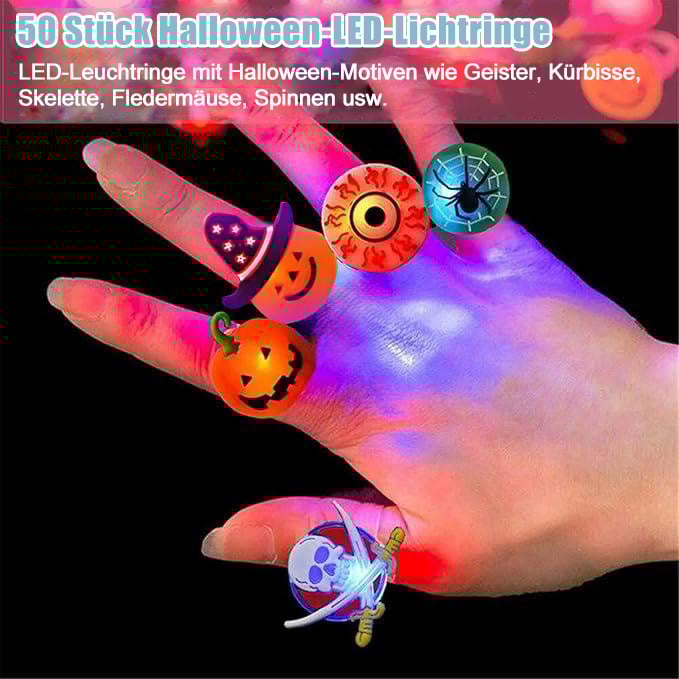 🔥Letzter Tag 50% RABATT - Halloween 50 Stück LED-Leuchtringe