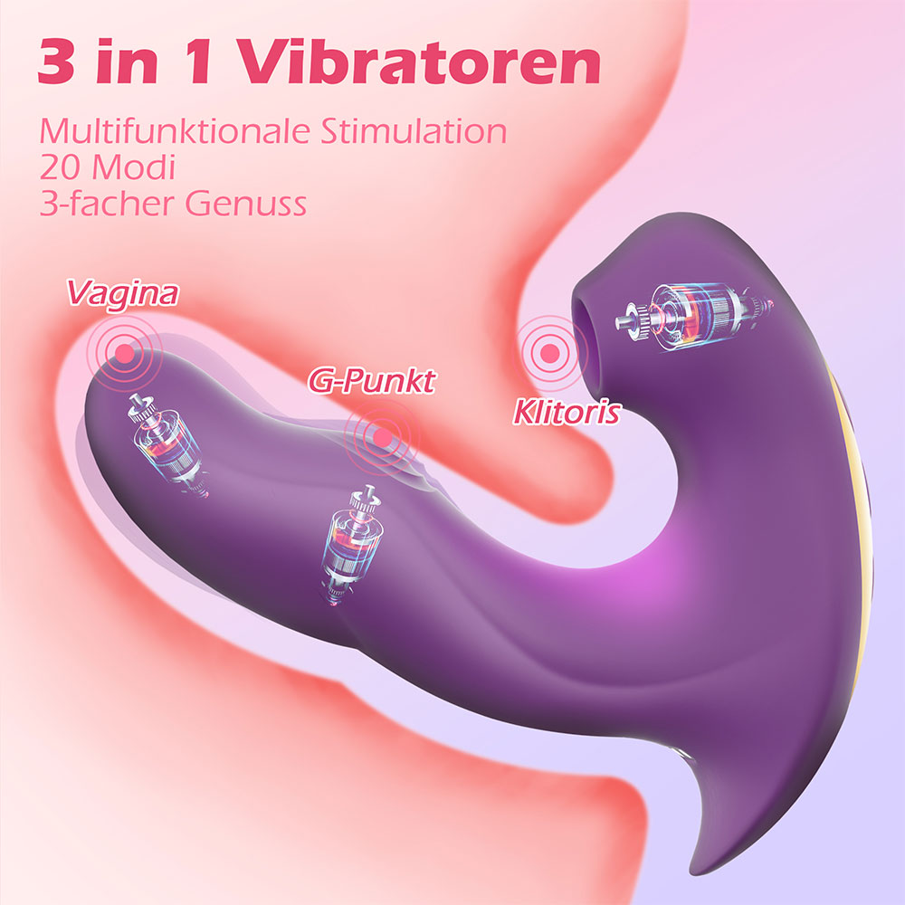 SHEMESIX - Female Masturbation Vibrator - 3 in 1 Toy G-Spot Stimulation Clit Sucking Dildo Vibrator