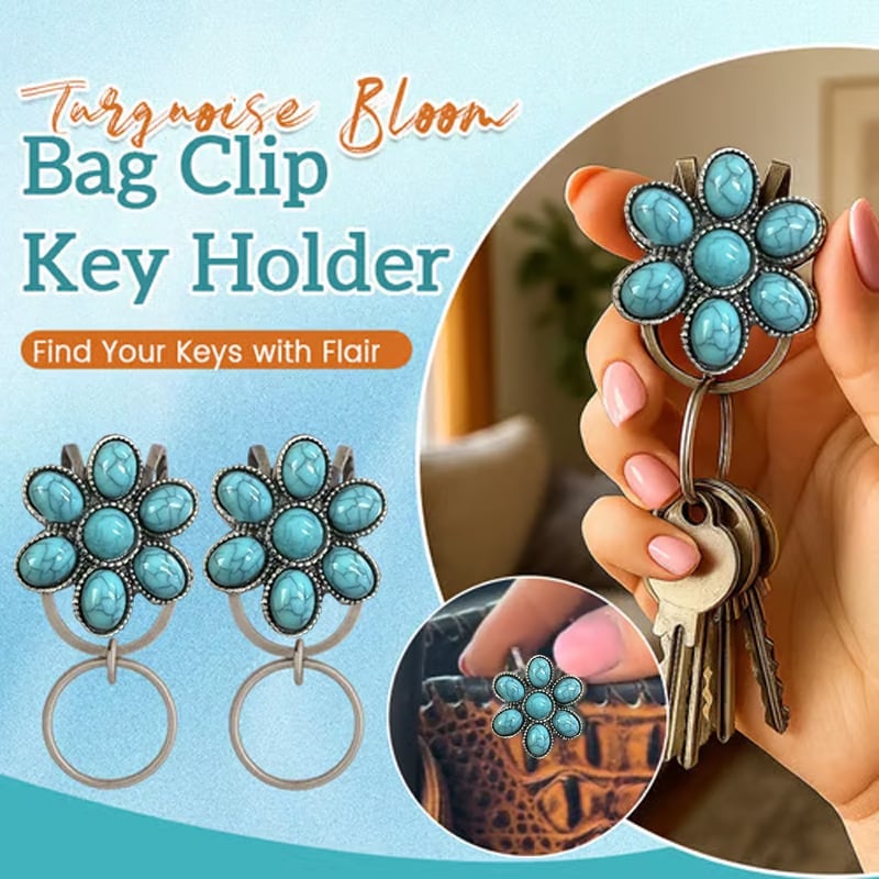 🔥Last Day Promotion 70% OFF🌼Turquoise Flower Clip Keychain⚡Buy 2 Get 1 Free