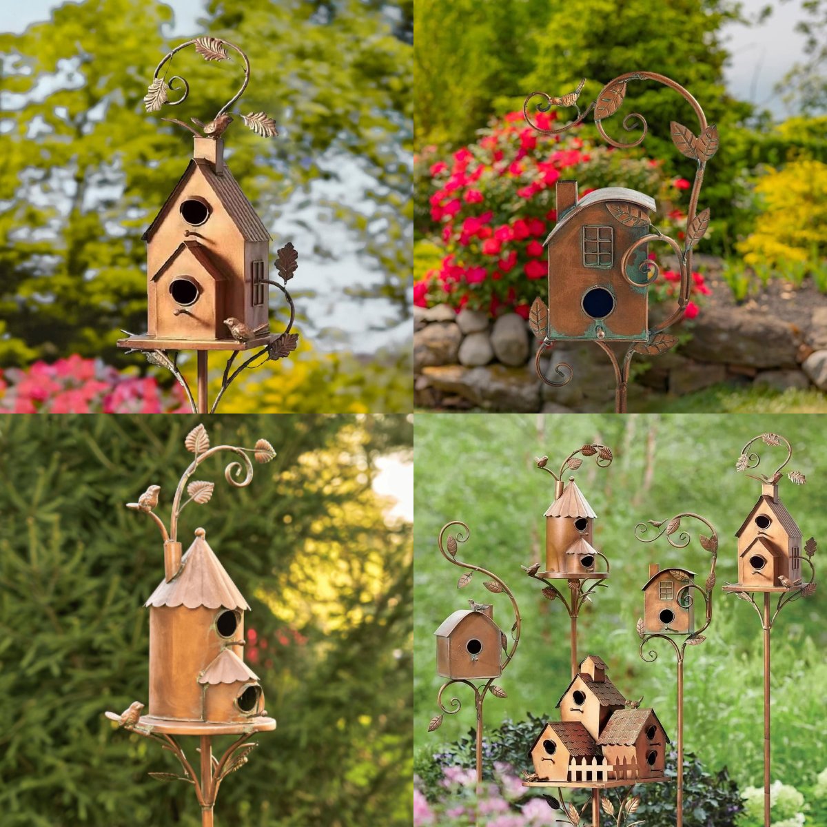 🍁Fall Harvest Sale: 60% OFF! everything! 💕Handmade Metal Birdhouse Garden Stakes
