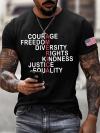 Men's Retro America Courage Freedom Diversity Rights Kindness Justice Equality Print T-Shirt