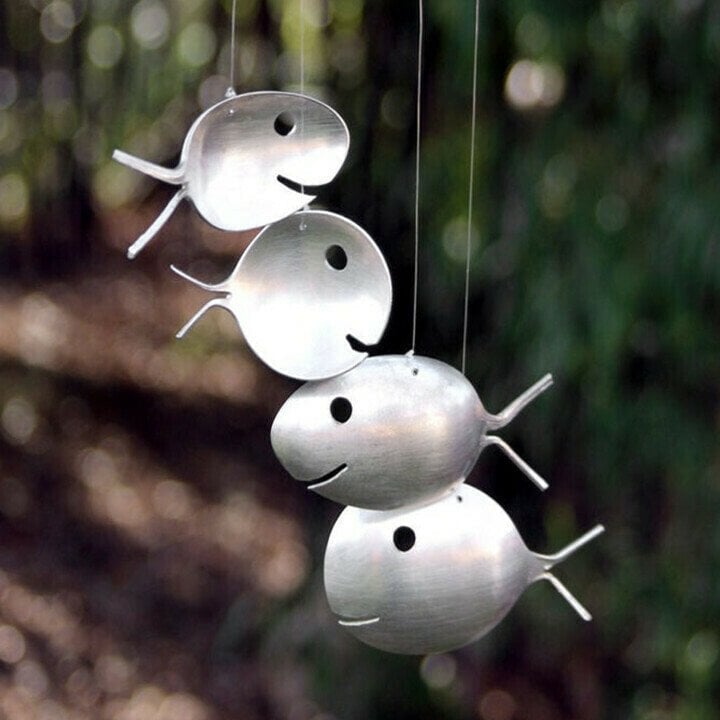 🐟Handmade Fishing Man Spoon Fish Sculpture Wind Chime