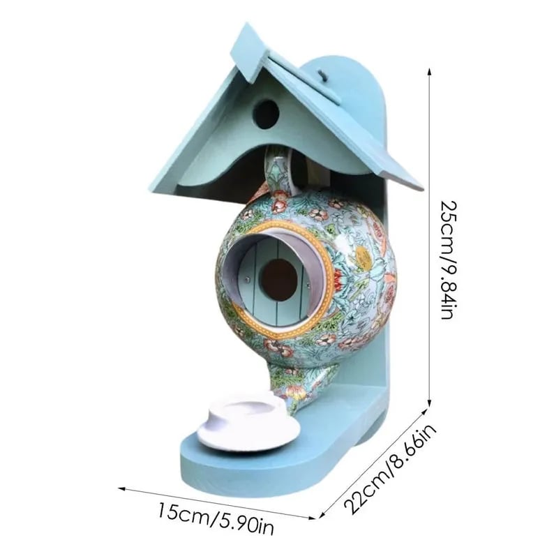 🔥Last Day Promotion 70% OFF🔥William Morris Teal Teapot Bird House