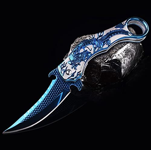 🐉 Dragon Folding Pocket Knife – Titanium-Plated Handle & Razor-Sharp Blade