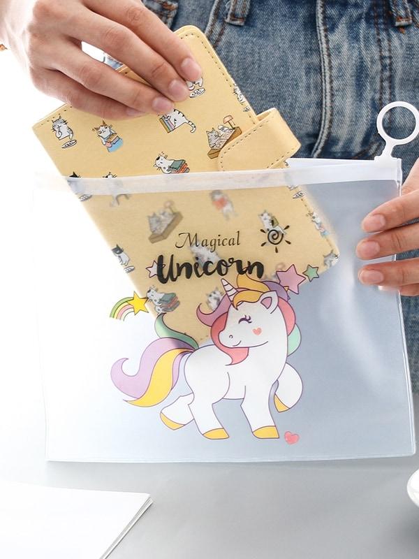 Unicorn Print Clear Large Pencil Bag 4pcs