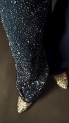 Women's Fashion High Waist Rhinestone Wide Leg Jeans