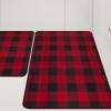 Buffalo Check Plaid Kitchen Rug Set - 2PCS (17x47 & 17x29), Farmhouse Style, Non-Printed Woven Surface, Non-Slip, Machine Washable, Black & White