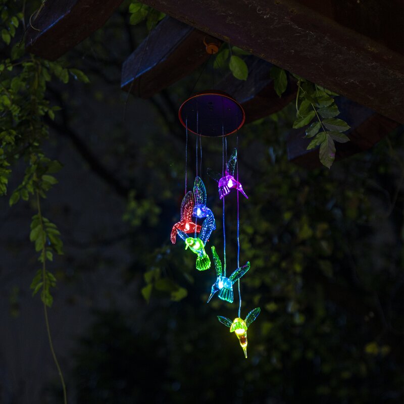 Handmade Solar-Powered Dangling Hummingbird Lights