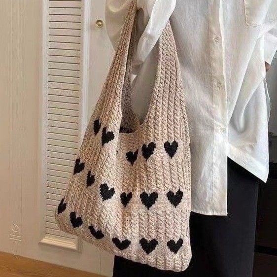 🔥 Last Day Promotion 50% OFF 🎒 Dopamine Love knit bag Knitted wool bag large capacity shopping bag - Buy 2 Get Free Shipping