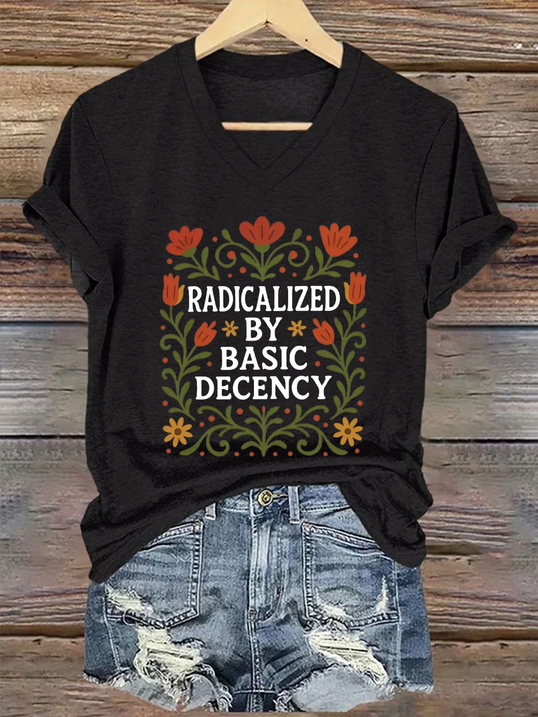 Women's casual floral Rejection of the King since T-shirt