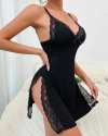 🔥LAST DAY 70% OFF🎉Lace Trim Slit Bowknot Decor Sleep Dress