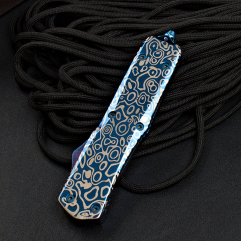 Blue titanium EDC self-defense knife