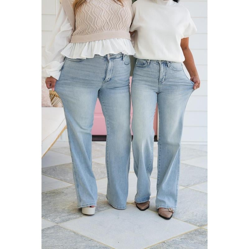 🔥Last Day Promotion 48% OFF-🎁-High Rise Vintage Wash Tummy Control Top Straight Leg Jeans(Buy 2 Free Shipping)