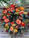 💖🔥HOT SALE 49% OFF⚡--💖Fall Peony And Pumpkin Wreath - Year Round Wreath