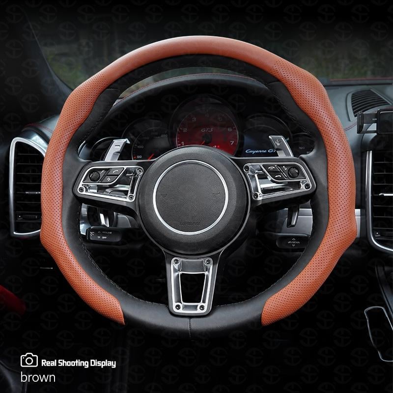 ⏰LAST DAY SALE 50% OFF💥Nappa Leather car Steering wheel Cover