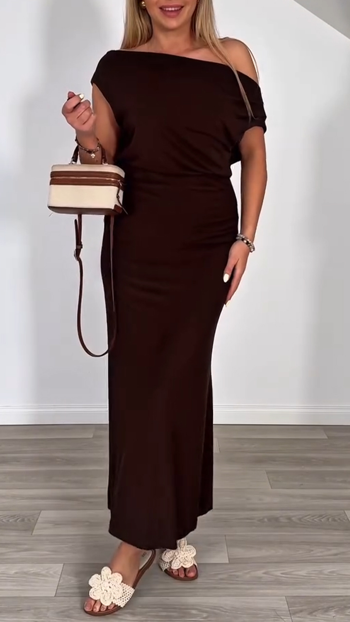 Ladies' Round Neck Top+split Skirt Casual Set
