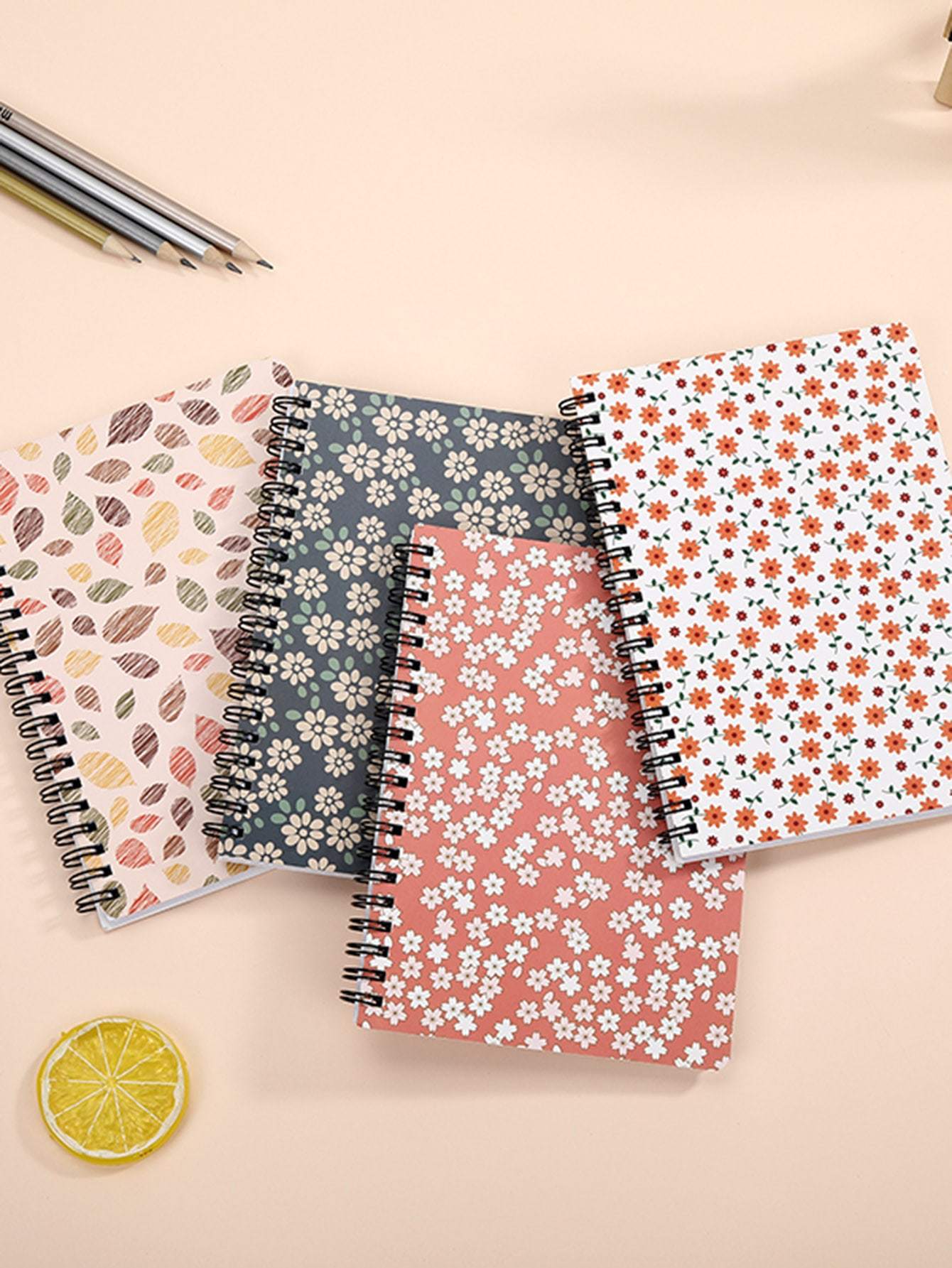 Floral Overlay Print Spiral Notebook 1pack