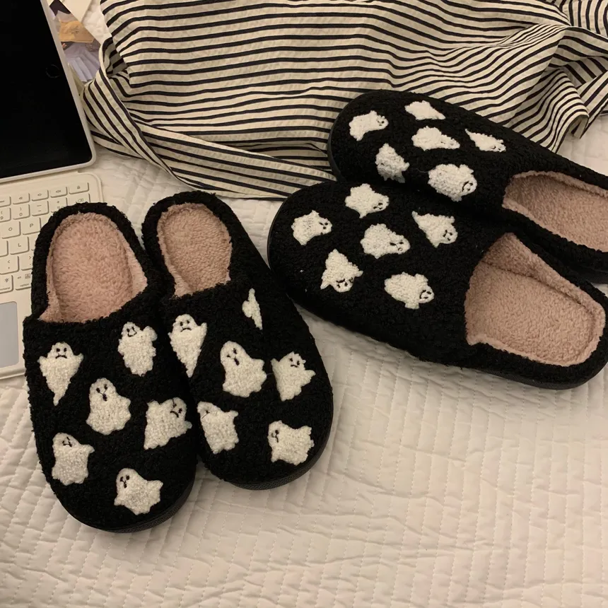 Halloween cute ghost print slippers 100% cotton
